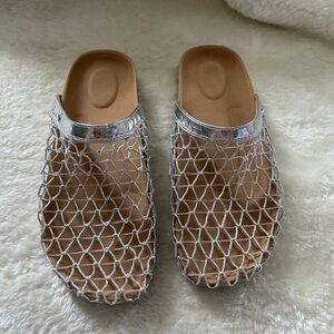 Silver Mesh Slip-On Women's Shoes